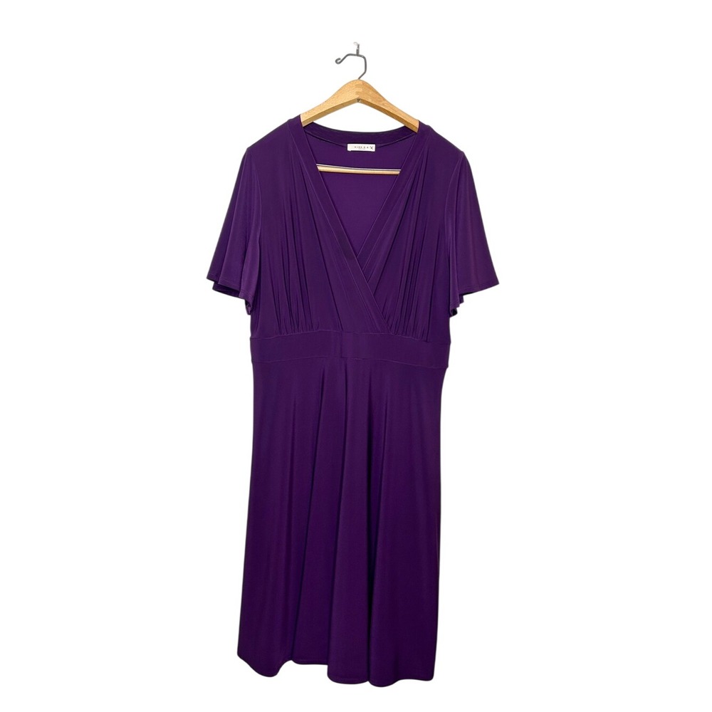GILLI Womens Contemporary Business Casual Purple Knee Length Dress Plus Size 1X